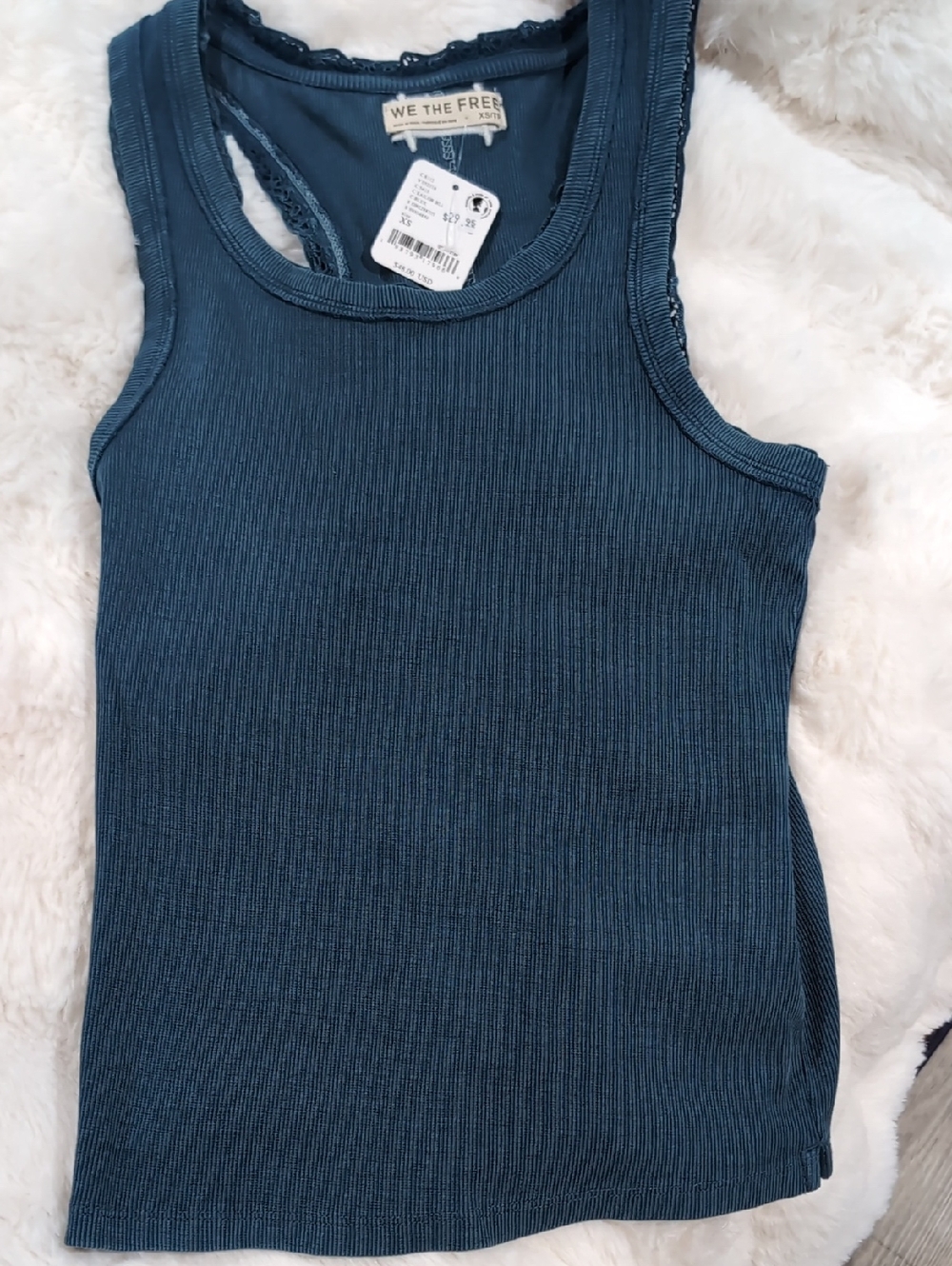 We The Free Ribbed Racerback Tank - Teal